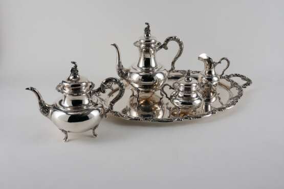 Otto Wolter. LARGE SILVER COFFEE AND TEA SERVICE WITH ROCAILLE CURVES - photo 1
