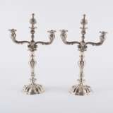 Vienna. PAIR SILVER THREE-FLAMME GIRANDOLES - photo 2