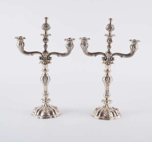 Vienna. PAIR SILVER THREE-FLAMME GIRANDOLES - photo 2