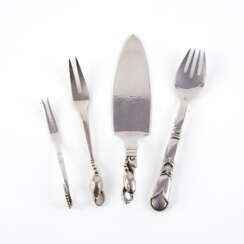 Georg Jensen. ONE CAKE LIFTER & THREE SERVING FORKS "BLOSSOM" AMONGST OTHERS