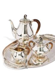 Denmark. SILVER COFFEE SET WITH MARTELLEE SURFACE AND VEGETABLE FINIALS