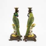 France. PAIR OF EXTRAORDINARY PORCELAIN CANDLESTICKS WITH PARROTS - photo 4