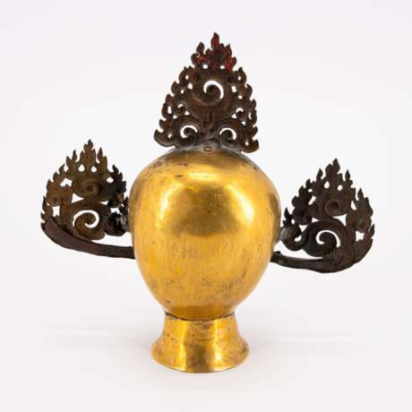COPPER ROD- OR CROWN CENTREPIECE WITH SKULL AND FLAMES - photo 3