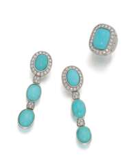 Turquoise-Diamond-Set: Ear Jewellery and Ring