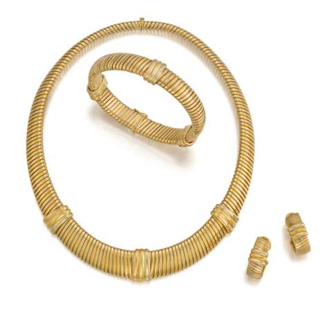 Cartier. Gold-Set: Necklace, Bracelet and Ear Studs/Clips - фото 1