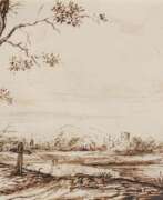 Drawings. Jan Lievens. River Landscape with Tree and Cross