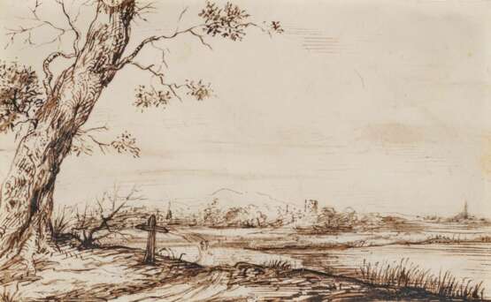 Jan Lievens. Flusslandschaft mit Baum und Kreuz - Foto 1