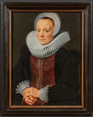 Niederländische Schule. Porträt einer vornehmen Dame mit Spitzenhaube und weißer Halskrause - Foto 2