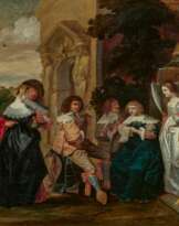Christoph Jacobsz. van der Lamen. Elegant Society with Lute and Letter