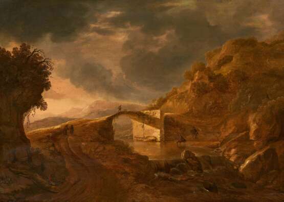 Cornelis Matthieu. River Landscape with Travellers on a Bridge - фото 1