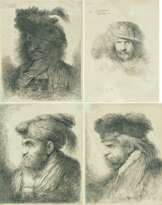 Giovanni Benedetto Castiglione. Four Etchings: Heads of Prophets