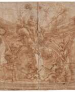 Domenico Piola. Domenico I Piola. Große dekorative Entwurfsskizze mit dem Bild des Heiligen Lukas und der Jungfrau Maria