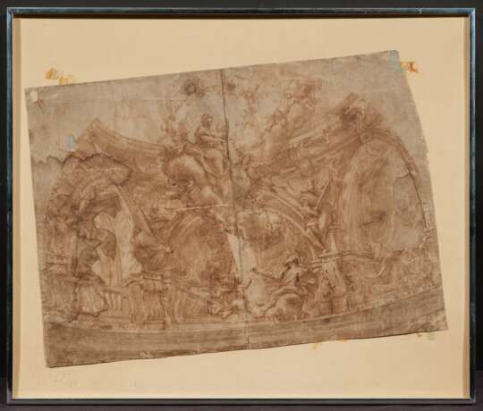 Domenico I Piola. Große dekorative Entwurfsskizze mit dem Bild des Heiligen Lukas und der Jungfrau Maria - Foto 2