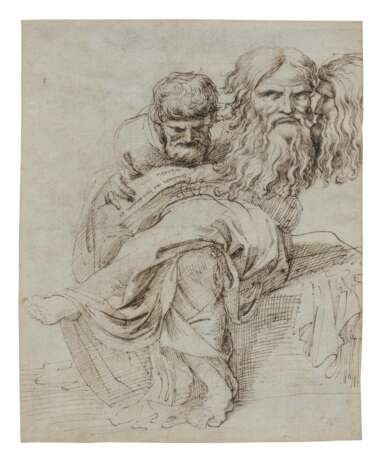 Luigi Sabatelli. Philosoph sitzend in Meditation und zwei Köpfe eines alten Mannes - Foto 1
