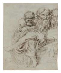 Luigi Sabatelli. Philosoph sitzend in Meditation und zwei Köpfe eines alten Mannes