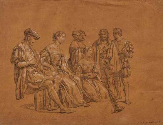 Giuseppe Sabatelli. Gruppe von sitzenden Figuren, die der Lesung von Gerusalemme Liberata folgen - Foto 1