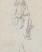 Bleistift. Giuseppe Sabatelli. Studie eines sitzenden jungen Mannes