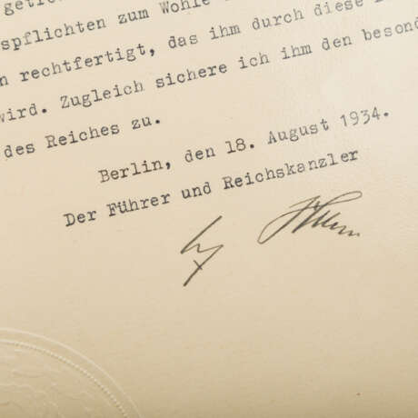 Deutsches Reich 1933-1945 - Original-Unterschrift Adolf Hitler - Foto 1