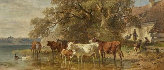 Friedrich Voltz. Sheperds with Cattle at Water - photo 1