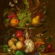 Caspar Arnold Grein. Magnificant Still Life with Flowers and Fruit in a Glass Bowl - Prix ​​des enchères