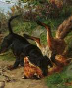 Карл Фридрих Дейкер. Carl Friedrich Deiker. Hunting Dogs with Fox