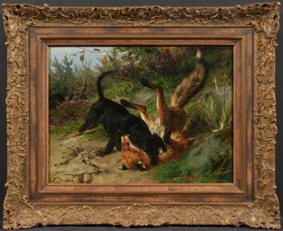 Carl Friedrich Deiker. Hunting Dogs with Fox - photo 2