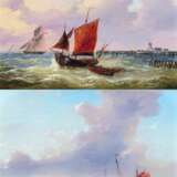 Louis Verboeckhoven. Two Paintings: Sailors in front of the Coast - фото 1