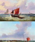 Charles Louis Verboeckhoven. Louis Verboeckhoven. Zwei Gemälde: Segler vor der Küste