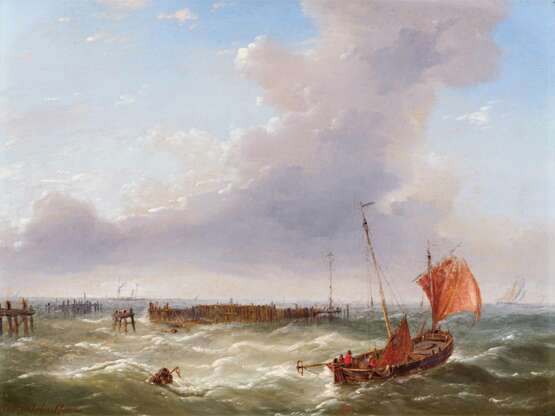 Louis Verboeckhoven. Two Paintings: Sailors in front of the Coast - photo 5