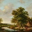 Hendrikus van de Sande Bakhuyzen. Wide Landscape with Cattle at the Waterside - Аукционные товары