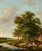 Хендрик ван де Санде Бакхёйзен. Hendrikus van de Sande Bakhuyzen. Wide Landscape with Cattle at the Waterside