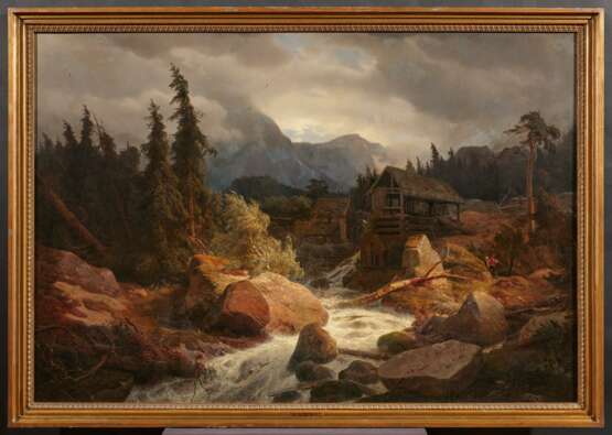 Andreas Achenbach. Wild Stream with Watermill in Norway - фото 2