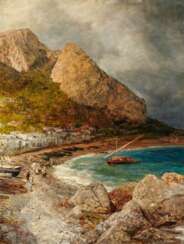 Oswald Achenbach. Fisher Boats at the Beach of Capri