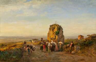 Albert Flamm. Evening Mood at the Old Via Appia in the Roman Campagna