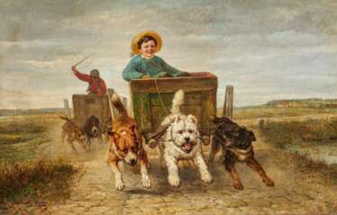 Henriette Ronner-Knip. Dog Cart Race