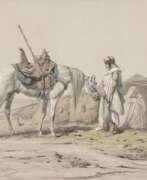 Crayon. Theodor Horschelt. Two Resting Bedouins