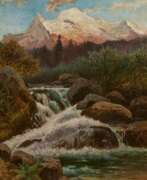 Август Лор. August Lohr. Mexican Mountain Landscape with a Waterfall in front of the Iztaccíhuatl