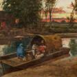 August Lohr. Riverscape in Mexico with People in the Boat - Аукционные товары