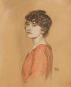 Pastell. Franz von Stuck. Porträt einer Dame mit Perlkette