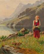 Hans Dahl. Hans Dahl. Girl at the Norwegian Fjord