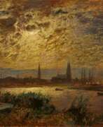Луи Дузетт. Louis Douzette. Night View over Trave towards Lübeck