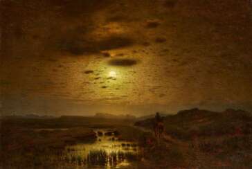 Louis Douzette. Moorland Landscape in the Light of the Full Moon