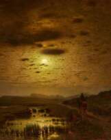 Louis Douzette. Moorland Landscape in the Light of the Full Moon