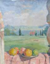 Kurt Kühn. Stillleben mit Äpfeln auf der Veranda des Ateliers oberhalb des Sees