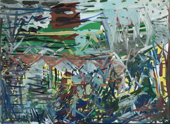 "Холодный ветер" Paper Gouache Abstract Expressionism Landscape painting Russia 2023 - photo 1