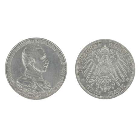 Pi&egrave;ce en argent de 3 marks. Allemagne 1913. Argent 3.3 - photo 1