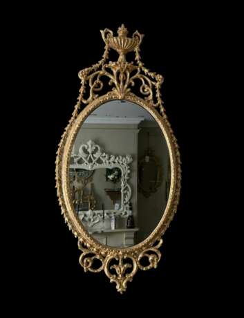 Un &eacute;l&eacute;gant trumeau ovale en bois dor&eacute; et pierre en carton de George III fin du 18e si&egrave;cle Dorure Rococo 119 - photo 8