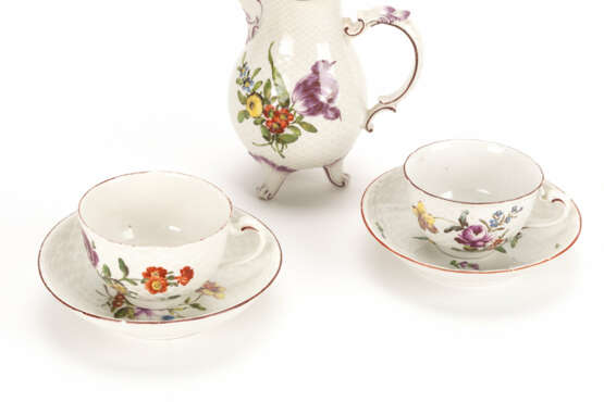 Ludwigsburg coffee pot and cups with flower painting - photo 3