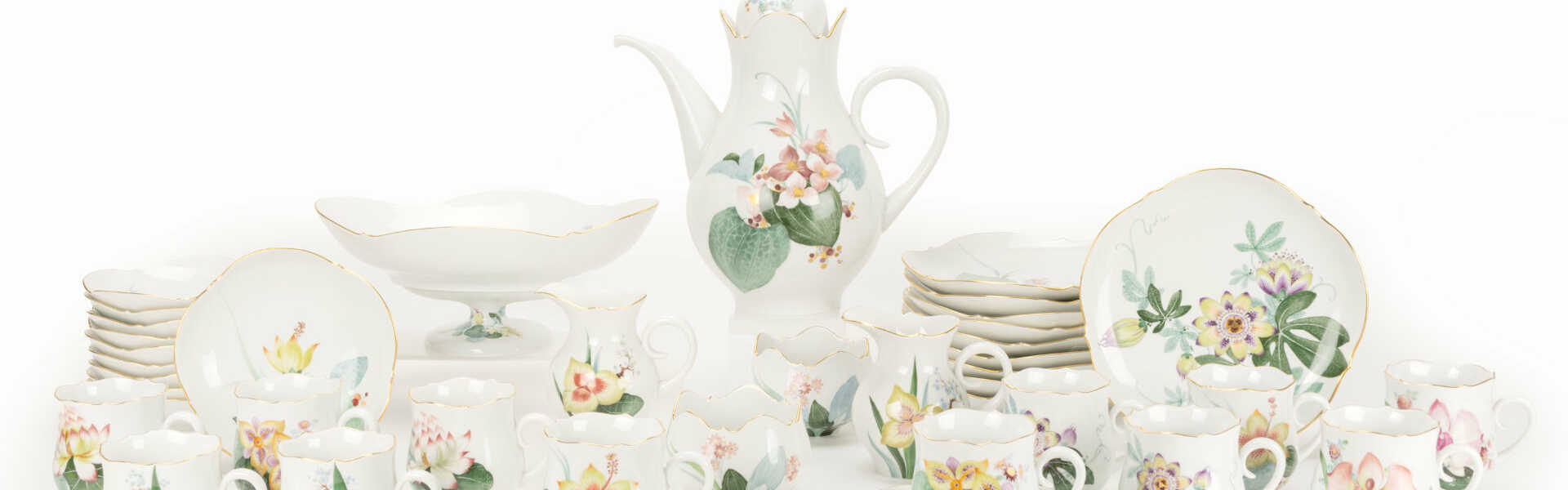 Meissen coffee service 'Orchid and water plants'