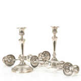 A pair of 3-flame silver candlesticks - фото 3